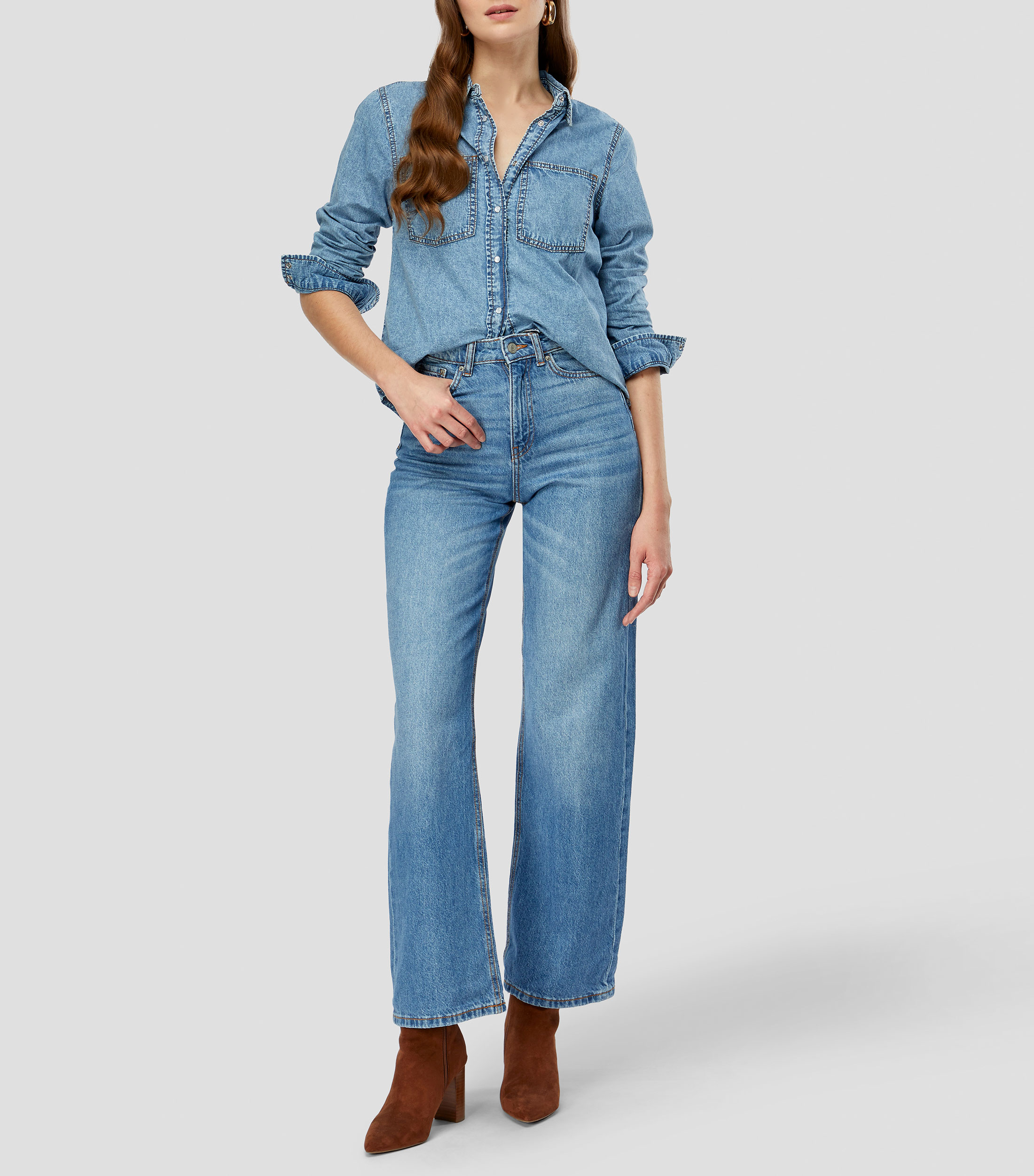 Blusa lisa manga larga Mujer